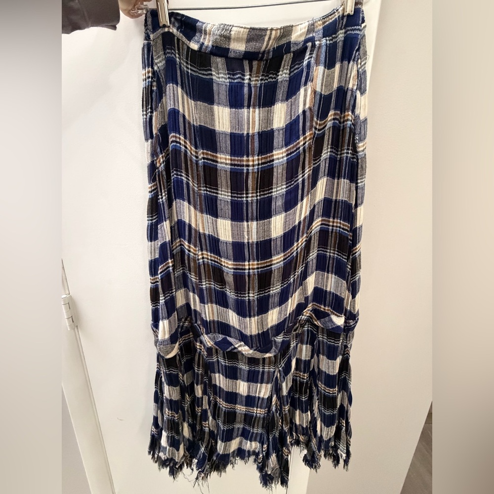 NWT free people Plaid Maxi Skirt L